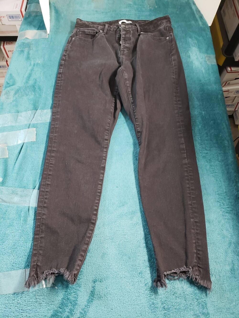 Loft Jeans Size 10 Womens Black Pants Fray Hem Ladies Mid Rise The Curvy Skinny
